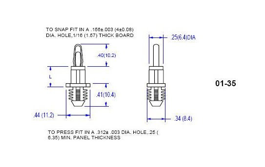 35 Series PCB Support with .156 Board Hole & .312 Chassis Hole - Image 2