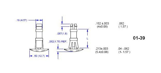Reverse Locking PCB Support: .156 Board Hole, .213 Chassis Hole, Nylon 66 Material - Image 2