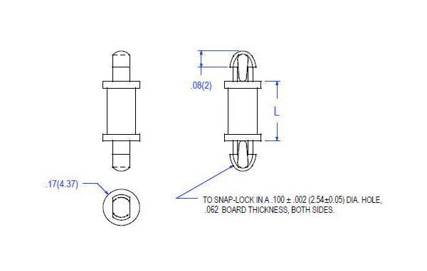 Dual Locking Board Support for .100 Board Hole x .100 Chassis Hole - Image 2