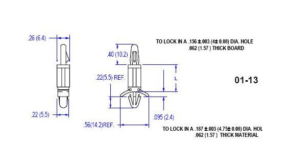 13 Series Circuit Board Support - .156 Board Hole x .187 Chassis Hole - Image 2