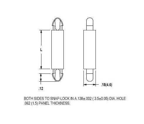 Dual Locking Circuit Board Support: .138 Board Hole x .138 Chassis Hole - Image 2