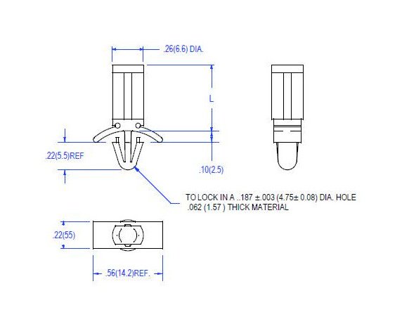 04A Series Flat Board Side x .187 Chassis Hole Circuit Board Supports - Image 2