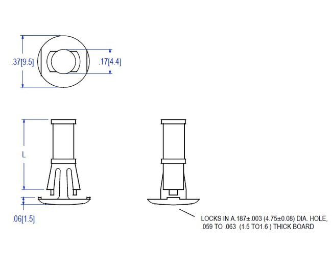 68 Series Nylon PCB Support Spacer with .187 Chassis Hole - Image 2