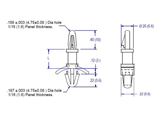 19A Series Circuit Board Support .156 Board Hole x .187 Chassis Hole - Image 2