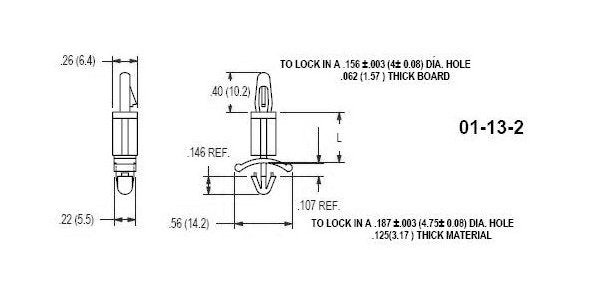 Circuit Board Support for .062 PCB x .125 Chassis, Nylon 66 UL94V-2, 500/bag - Image 2