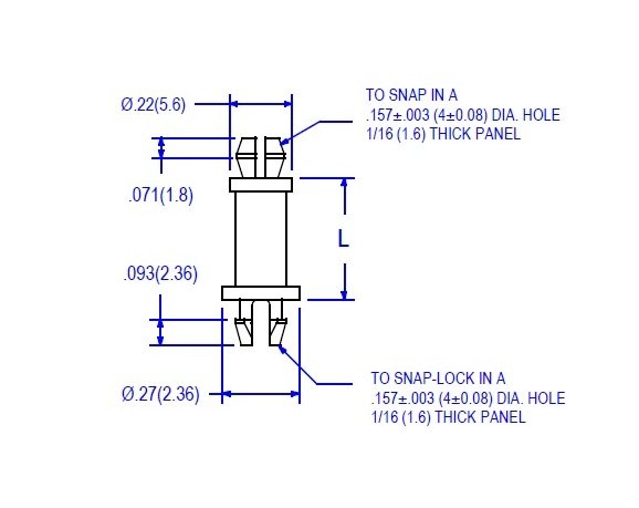 72 Series Nylon PCB Support .157 Board Hole x .157 Chassis Side - Image 2