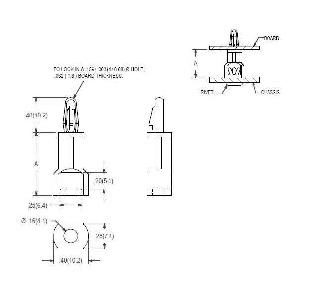61 Series Plastic Rivet Chassis Mount - Circuit Board Support - Image 2