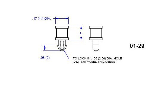 Flat Board Support Teardrop Head .100 Chassis Hole - Pack of 1000 - Image 2
