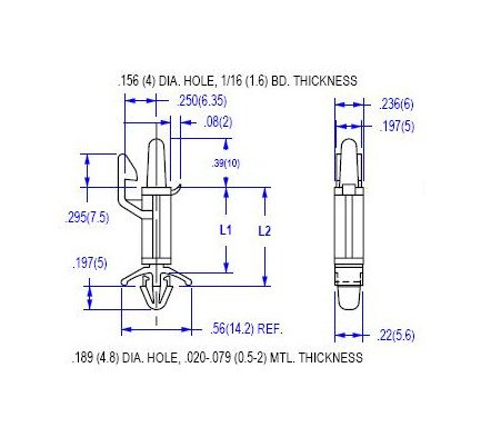 Edge Board Mount x .187 Chassis Hole Circuit Board Support - Image 2