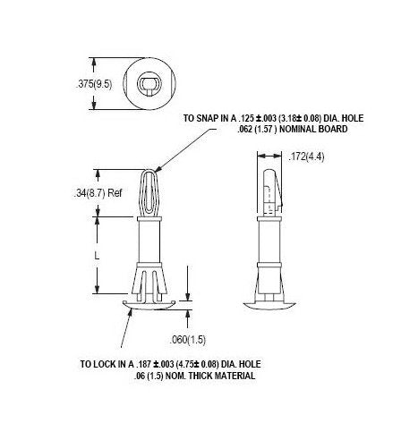 26 Series Nylon Board Supports with .125 Board Hole & .187 Chassis Hole - Image 2