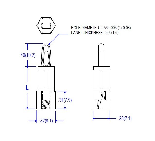 Chassis Mount Circuit Board Support Screw for .156 Board Hole - 6-32 or M4 Threaded, Nylon 66 - Image 2