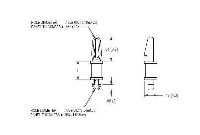 Locking Mini Circuit Board Support - .125 Board Hole x .100 Chassis Hole - Image 2