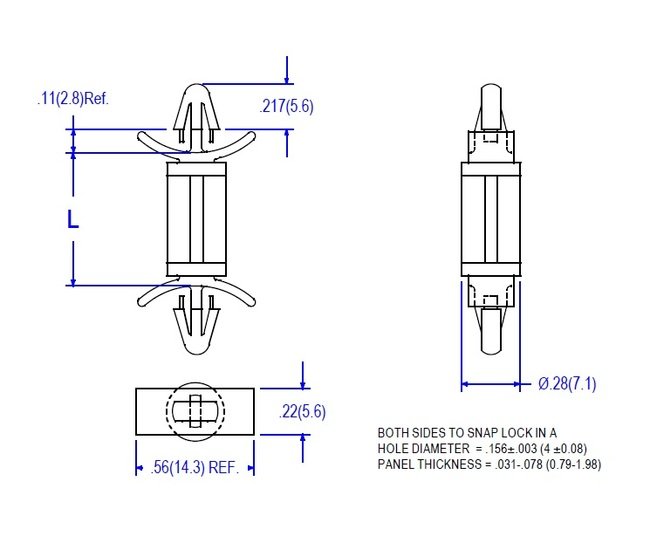 05A Series Circuit Board Support: .156 Board Hole x .156 Chassis Hole - Image 2