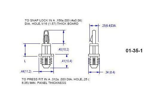 Locking Top Circuit Board Support for .062 Thick PCB x .250 Min Chassis - 35-1 Series - Image 2