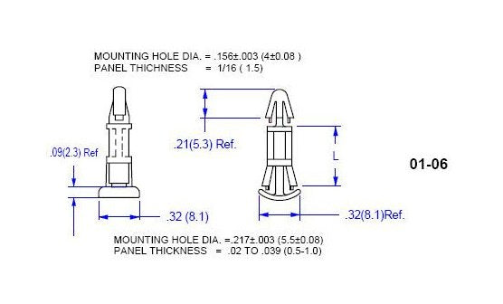 Nylon PCB Support with Chassis Hole, Ul94V-0 Rated, 06 Series - Image 2