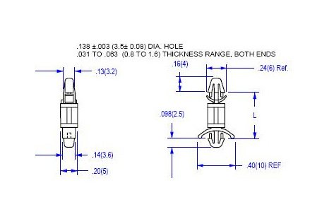 01 Series Nylon Circuit Board Supports with .138 Board Hole x .138 Chassis Hole - Image 2