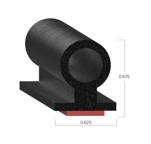Uni-Grip 0.625x0.675 Bulb Seal - Rubber Sponge Tape Mount - Image 2