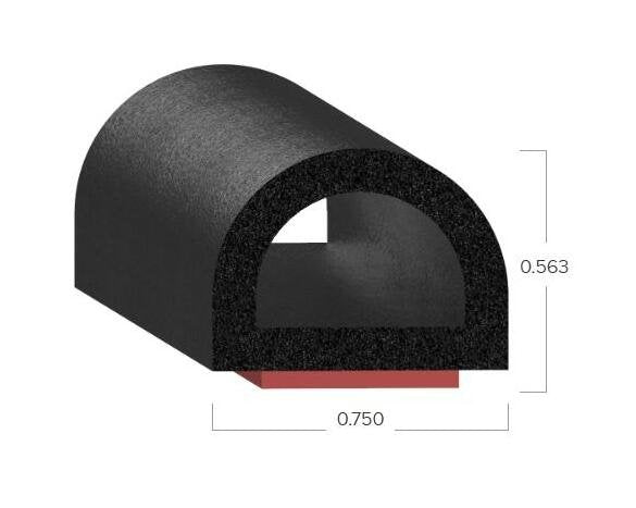 Uni-Grip 0.750x0.563 in Bulb Seal for Door Sealing - Image 2