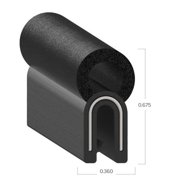 Uni-Grip Rubber Bulb Seal, 0.360" x 0.675" - Top Mount - Image 2