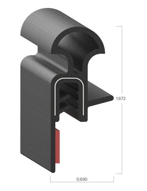 Uni-Grip 0.690" x 1.672" Bulb Seal - Rubber Flange 0.225" - Image 2