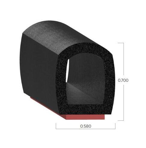 Uni-Grip 0.580x0.700 Bulb Seal for Metal & Fiberglass, 3M Tape Mount - Image 2