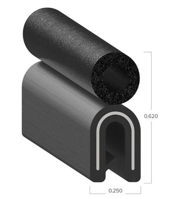 Uni-Grip 0.250x0.620 Bulb Seal, PVC & Rubber, Black - Image 2