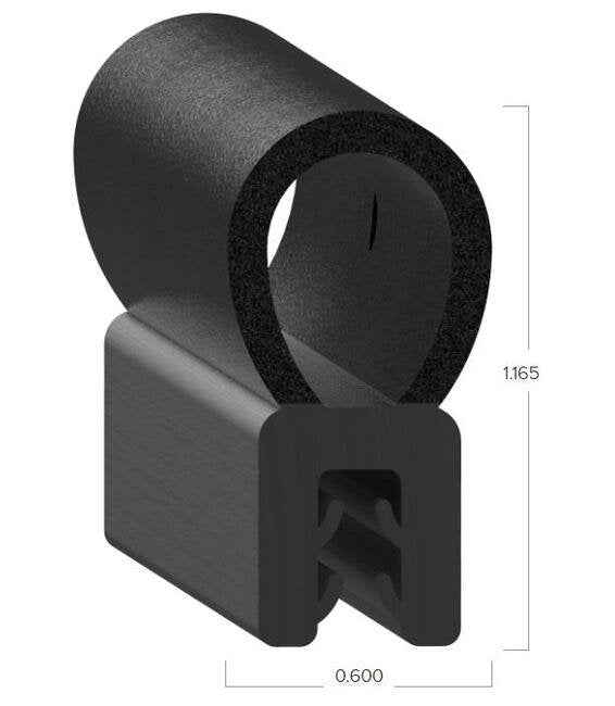Uni-Grip 0.600" x 1.165" Rubber Bulb Seal - Image 2