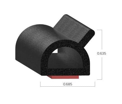 Uni-Grip 0.685x0.635 Bulb Seal - Sponge Rubber - Image 2