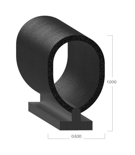 Uni-Grip 0.630x1.000 in Top Bulb Seal, Rubber, Black - Image 2