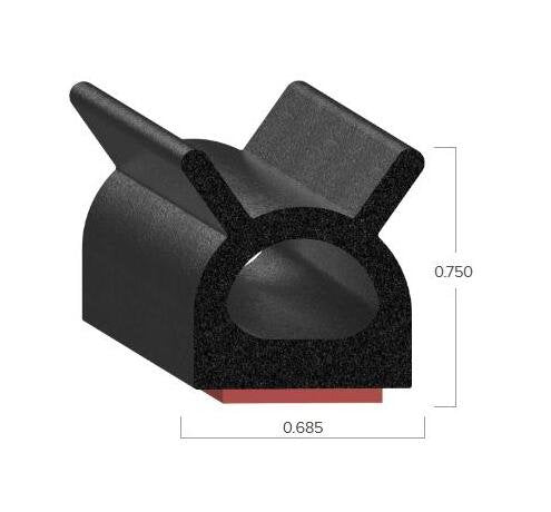 Uni-Grip 0.685" x 0.750" Bulb Seal for Construction Equipment - Image 2