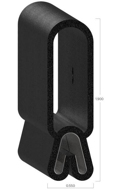 Uni-Grip 0.550" x 1.900" Black Rubber Bulb Seal - Image 2