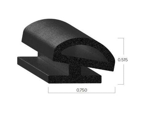 Uni-Grip 0.750 Inch Bulb Seal - EPDM/Silicone/Nitrile Rubber - Image 2