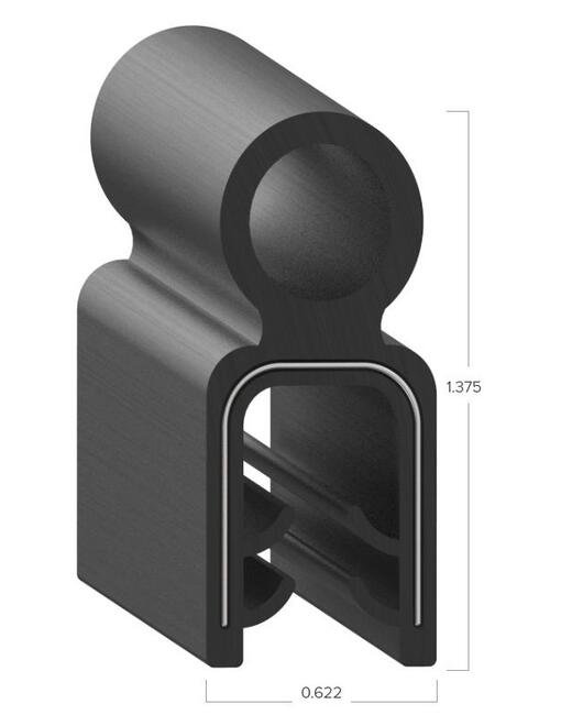 Uni-Grip 0.622 x 1.375 in Bulb Seal, Top Flange, Dense Rubber - Image 2