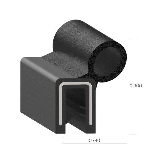 Uni-Grip 0.740"x0.900" Bulb Seal - Rubber Flange for Emergency Vehicles - Image 2