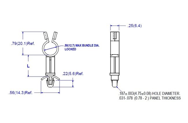 Nylon Stand-Off Locking Clip for .500 Bundle in .187 Hole (77 Series) - Image 2