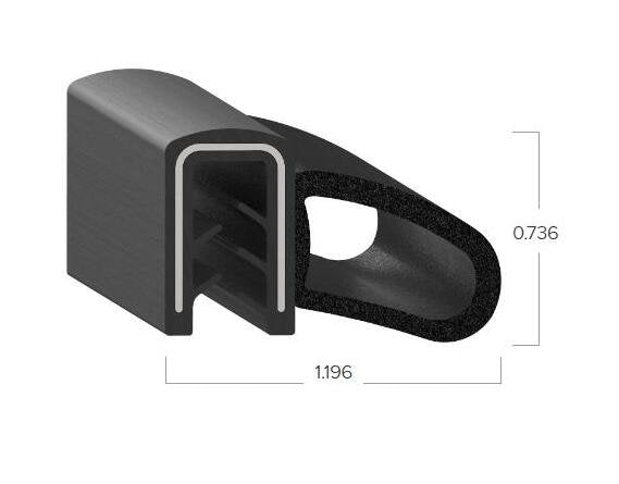 Uni-Grip 1.196" x 0.736" Bulb Seal, Rubber Material - Image 2