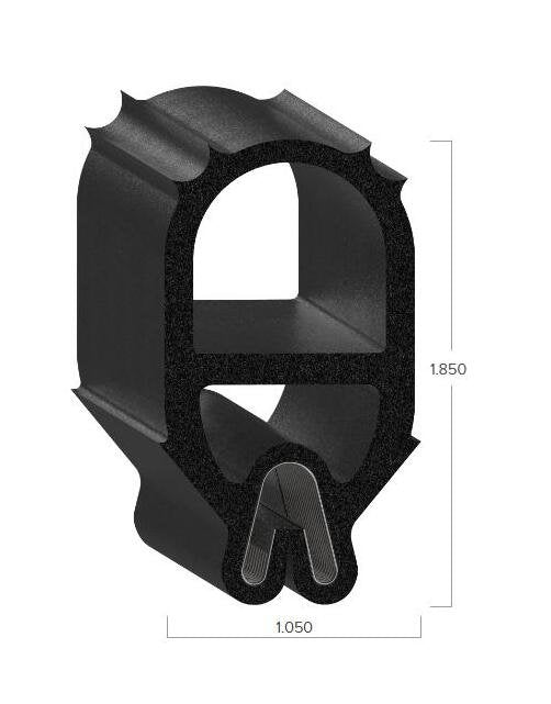 Uni-Grip 1.050x1.850 in Bulb Seal - EPDM/Silicone/Nitrile - Top Mount - Image 2