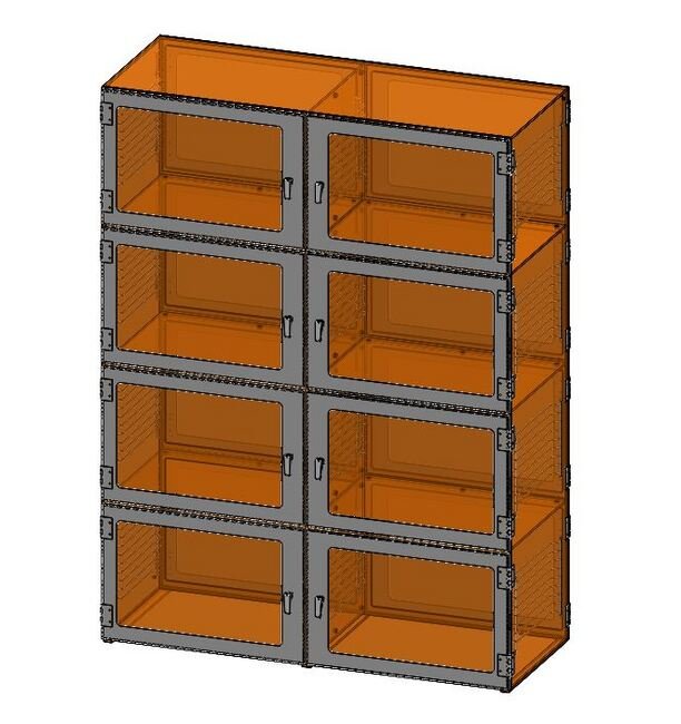 Amber Acrylic 8-Chamber Pass-Through Desiccator Cabinet - 48x24x48 in - Image 1