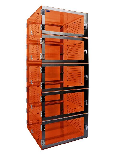 Amber Acrylic 5-Chamber Pass-Through Desiccator Cabinet - 1540 Series - Image 1