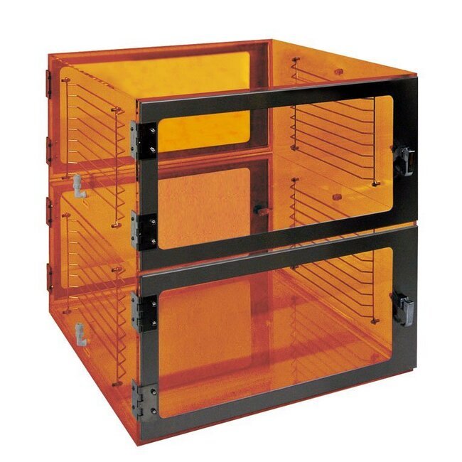1540 Series Two Chamber Pass-Through Desiccator Cabinet - 24x24x24 Amber Acrylic - Image 1