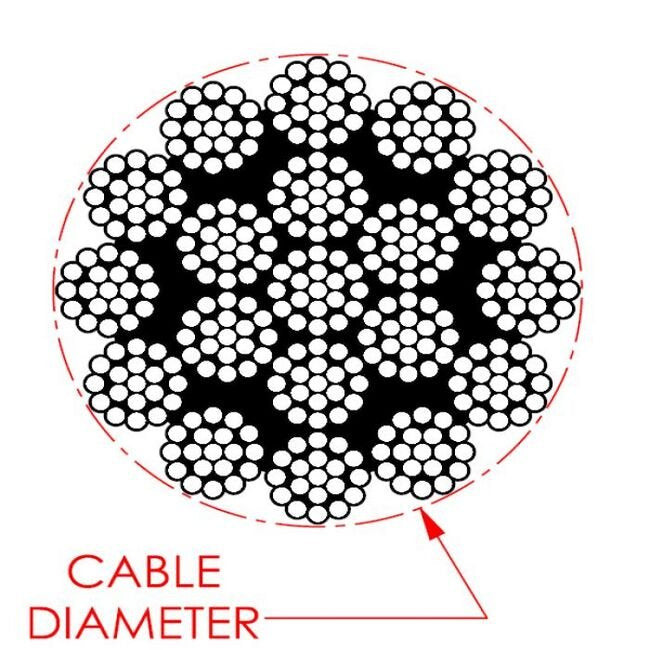 0.030 Inch (in) Nominal Cable Diameter 19 x 19 Commercial Black Bare Tungsten Cable - Image 2