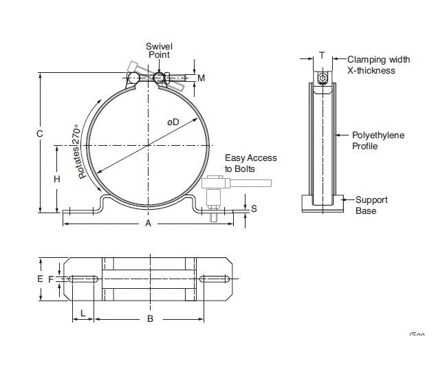 Quick Release Swivel Bolt Clamp - Cylindrical Straps - Image 3