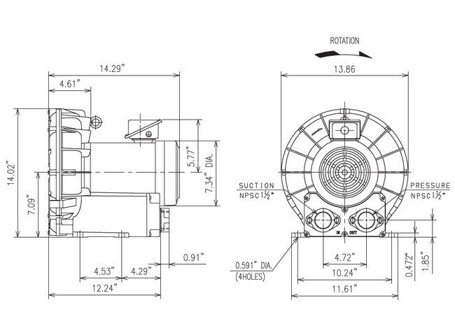 Fuji Electric VFZ Series Ring Compressor Blower - 50 Hz - Image 2
