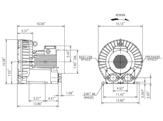 Fuji Electric VFZ Series Ring Compressor Blower - 60 Hz - Image 2
