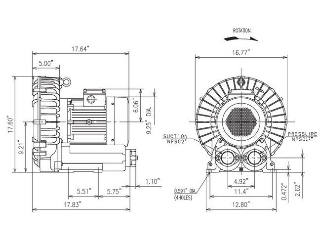Fuji Electric VFZ Series Ring Compressor Blower - 60 Hz - Image 2