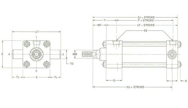 Schrader Bellows® 4MA Series 8" Bore Cap Trunnion Mount Air Cylinder - Image 2