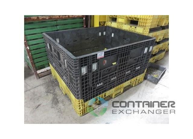 Collapsible Plastic Pallet Container with Drop Doors - 56x48x34 inches - Image 1