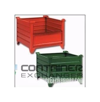 44-Inch Corrugated Solid Metal Bulk Container with Optional Doors and Hopper Front - Image 1