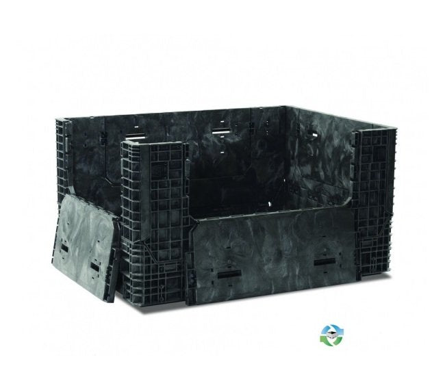 Collapsible Plastic Pallet Container with Drop Doors - 64x48x34 - Image 1