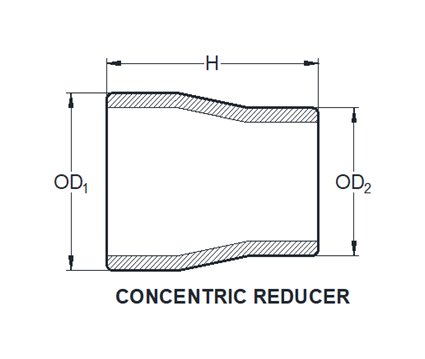 Core Pipe Products 5 x 4 Inch Schedule 40S CR Buttweld Reducer - Image 1